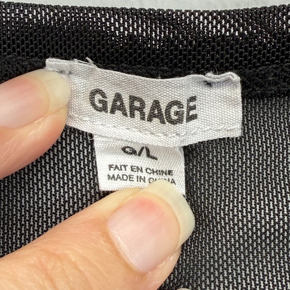 Garage Mesh Top Ruched Long Sleeve See Through Black Blouse Large - Picture 4 of 6